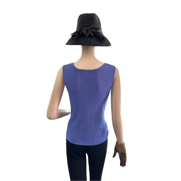 FINITY Women’s Top Lilac Blue Ribbed Tank Top Blouse Sleeveless T- Shirt Top - Picture 7 of 8